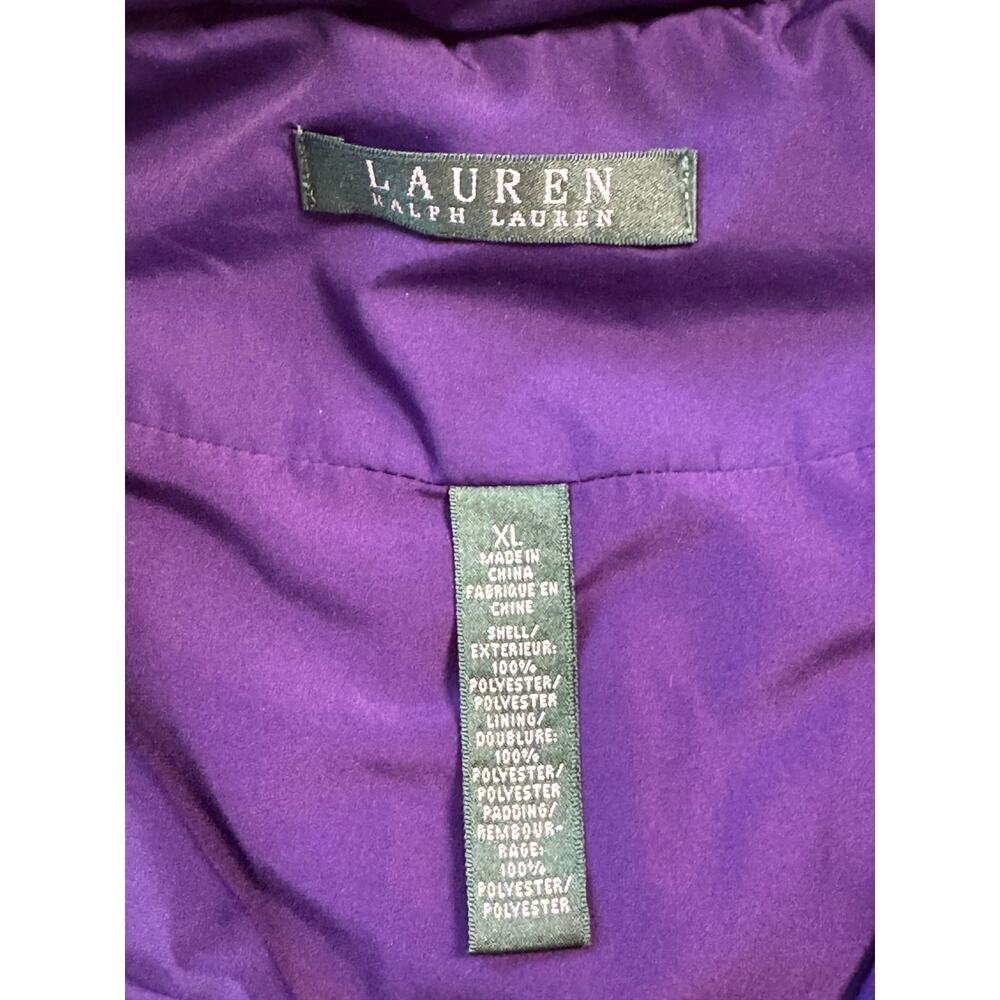 Lauren Ralph Lauren Quilted Jacket Womens XL Purple Zip Up Barn Puffer Coat Tee - Picture 3 of 7